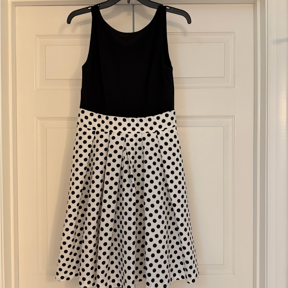 Ralph Lauren Black and White Polka Dot Dress. Pockets.